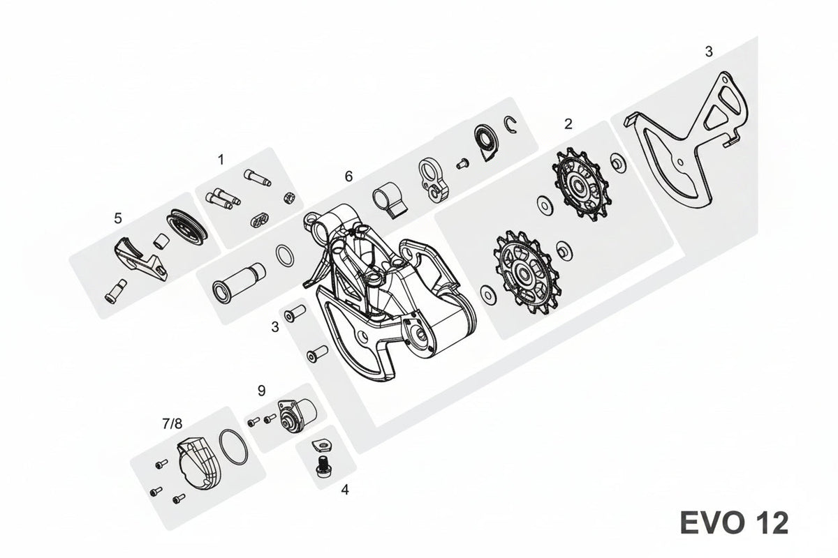 TRP EVO 12-speed rear derailleur M9050 for mountain bikes - Hall Lock technology for  trails"